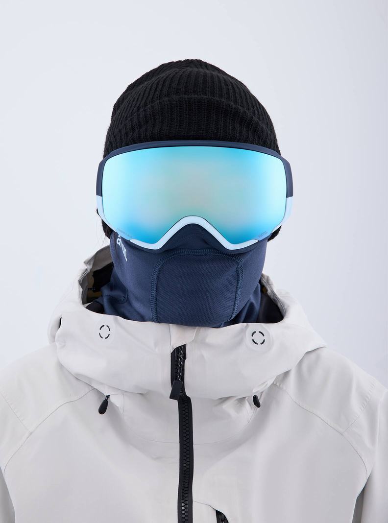 Burton Anon WM1 Low Bridge Fit Goggles + Bonus Lens + MFI® Face Mask Skibrillen Herren Navy Blau Rosa | 196-INHLSP