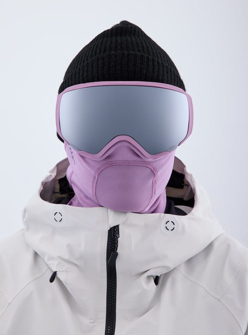 Burton Anon WM1 Low Bridge Fit Goggles + Bonus Lens + MFI® Face Mask Skibrillen Herren Lila Orange Schwarz | 613-OJWTNR