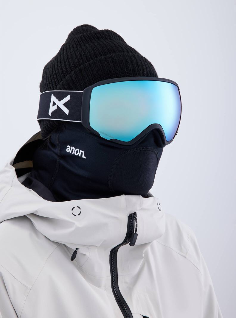 Burton Anon WM1 Low Bridge Fit Goggles + Bonus Lens + MFI® Face Mask Skibrillen Herren Schwarz Blau Rosa | 695-MXQFPD