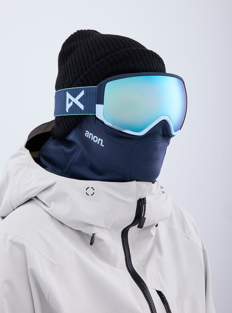 Burton Anon WM1 Low Bridge Fit Goggles + Bonus Lens + MFI® Face Mask Skibrillen Damen Navy Blau Rosa | 954-RMZNUS