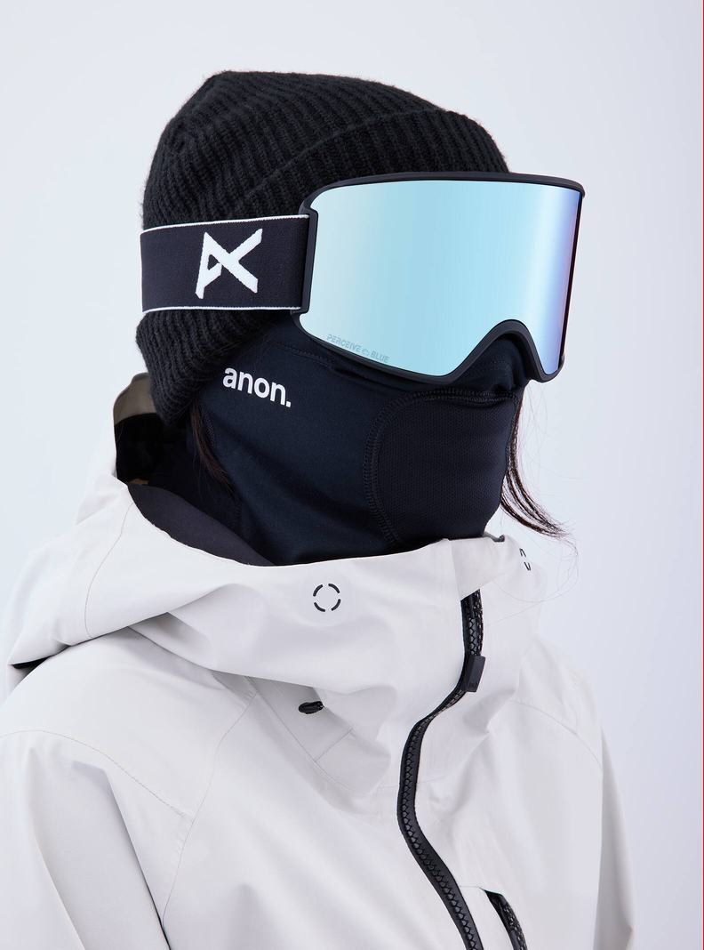 Burton Anon WM3 Goggles + Bonus Lens + MFI® Face Mask Skibrillen Damen Schwarz Blau Rosa | 847-GWACNO