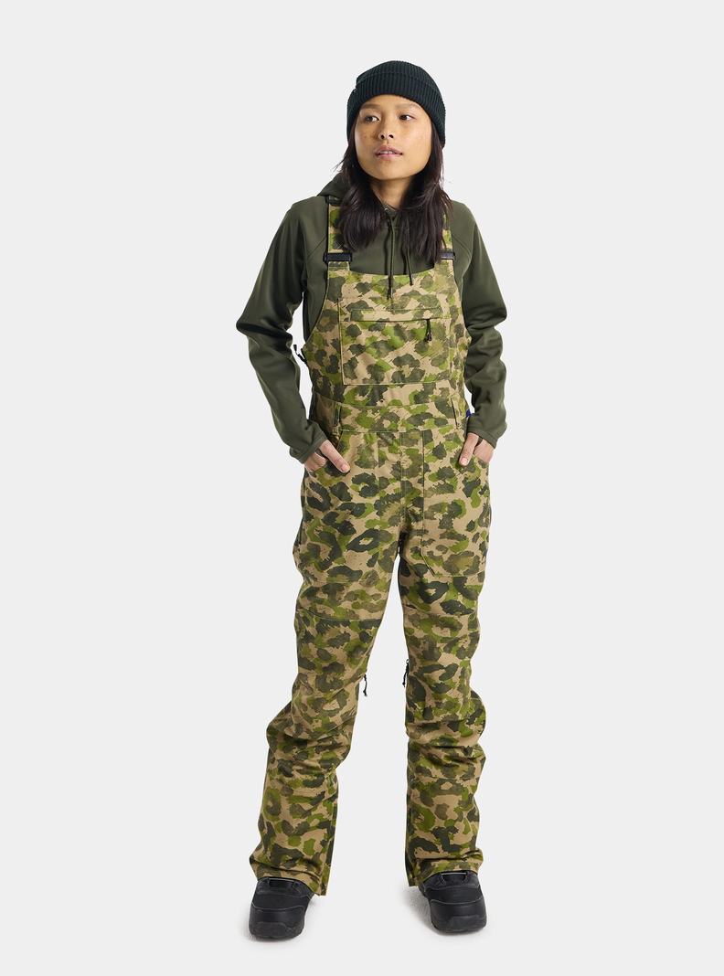Burton Avalon 2L Latzhose Damen Grün Camouflage | 893-QDNLYW