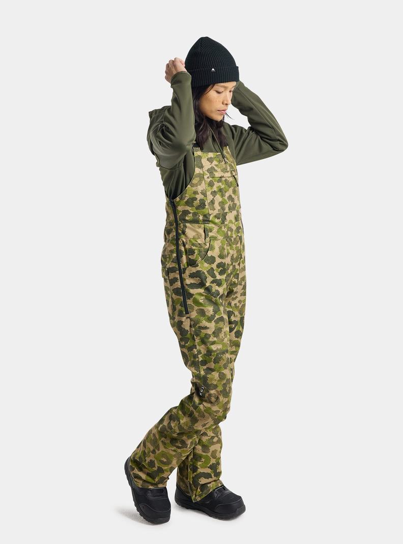 Burton Avalon 2L Latzhose Damen Grün Camouflage | 893-QDNLYW
