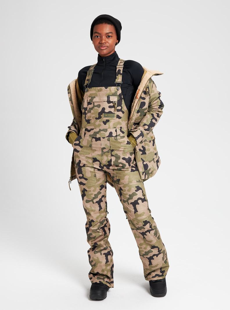 Burton Avalon Latzhose Damen Olivgrün Camouflage | 069-DFPTLX