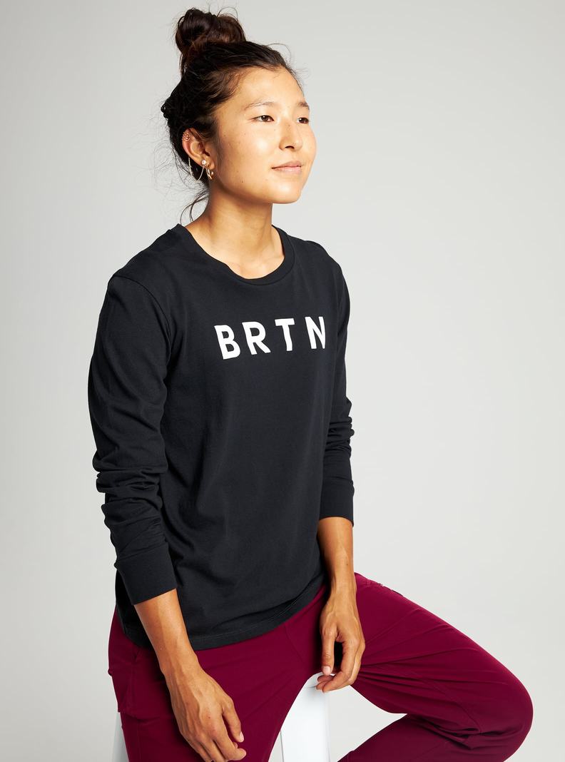 Burton BRTN Long Sleeve T-Shirts Damen Schwarz | 493-RFYGMQ