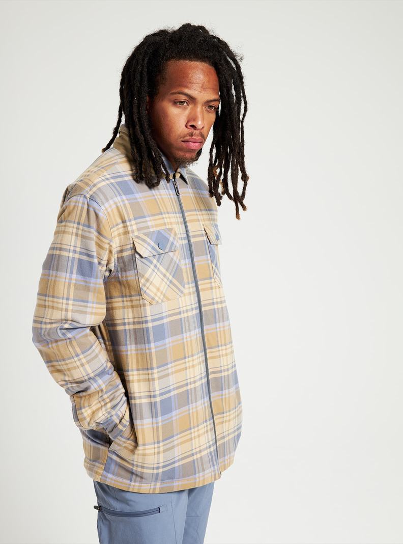 Burton Brighton Insulated Flannel Hemd Herren Khaki Blau | 605-HANUJF
