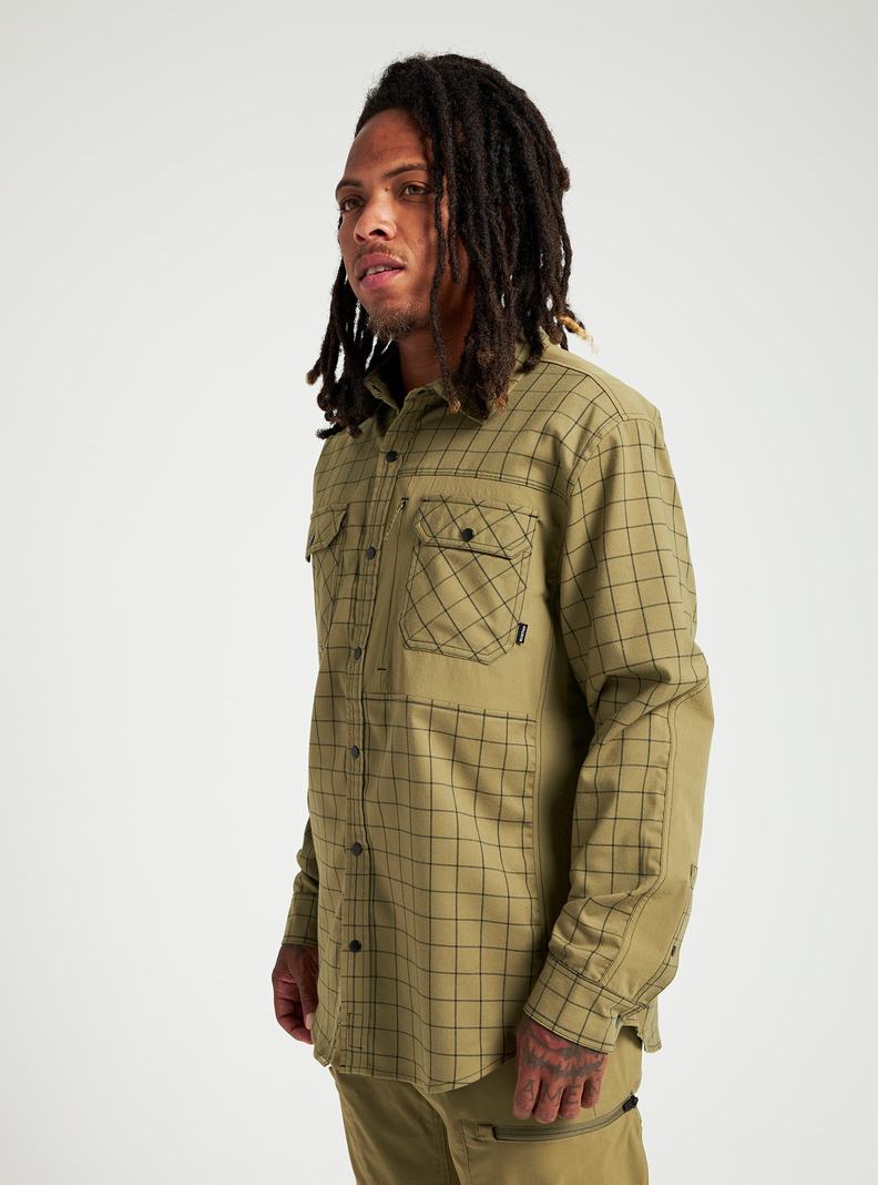 Burton Brighton Performance Flannel Hemd Herren Olivgrün | 182-DMFYZR