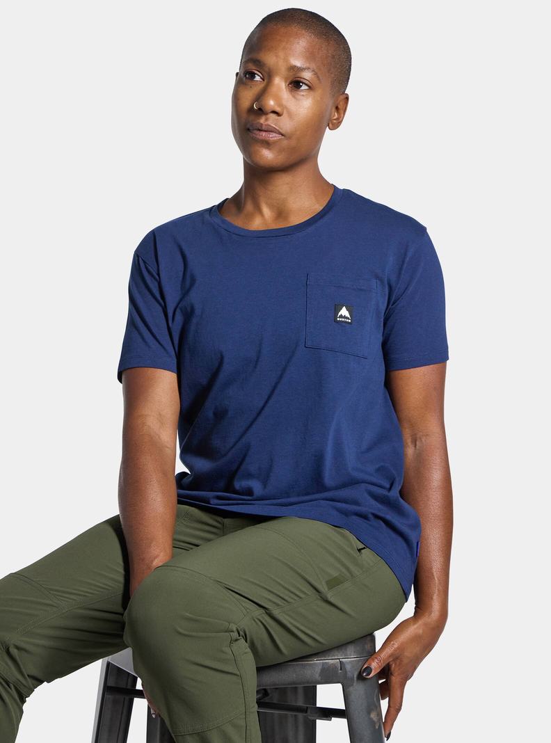 Burton Colfax Kurzes Sleeve T-Shirts Damen Blau | 805-RAYTMQ
