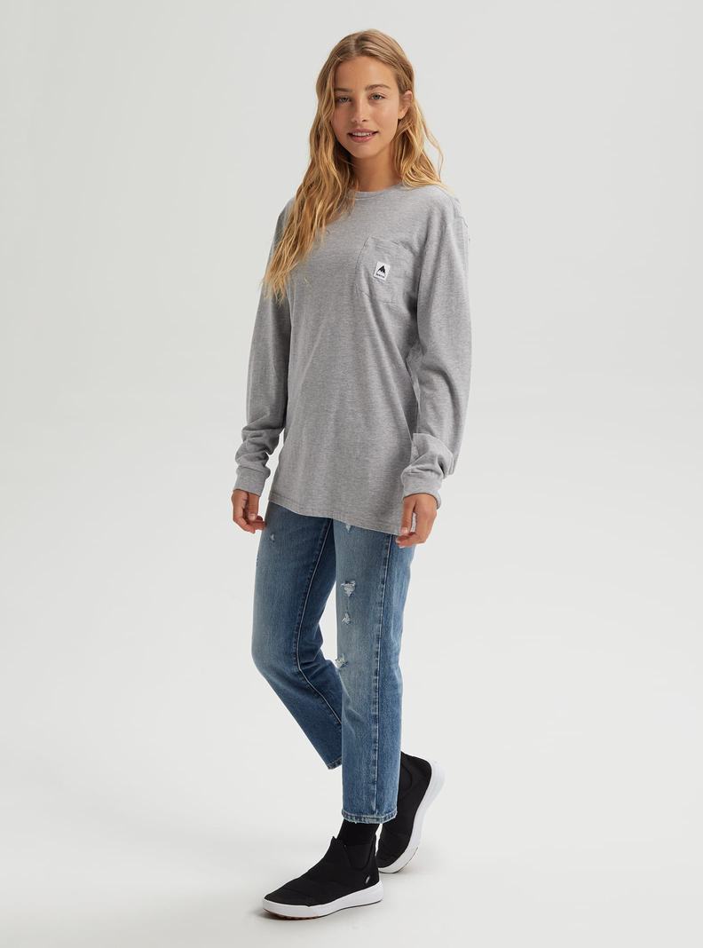 Burton Colfax Long Sleeve T-Shirts Damen Grau | 409-ACEKWP