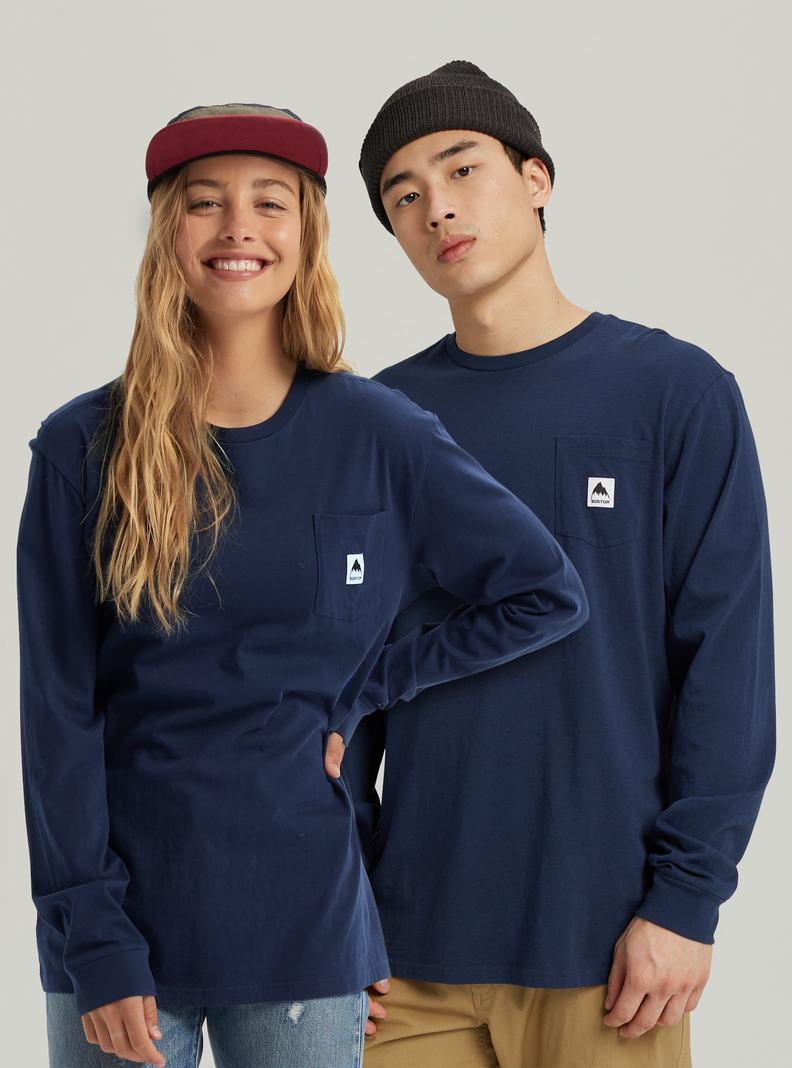 Burton Colfax Long Sleeve T-Shirts Damen Blau | 421-QKDJTM