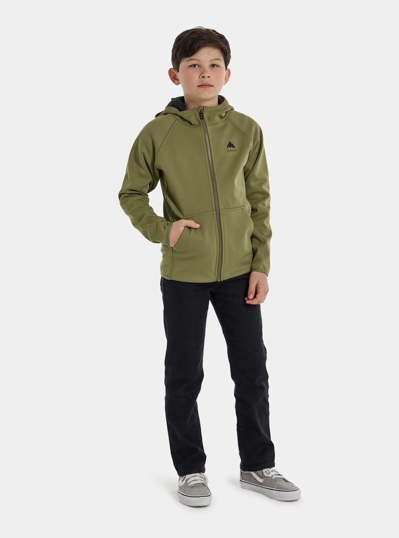 Burton Crown Weatherproof Full-Zip Fleece Sweatshirts Kinder Olivgrün | 347-LICNKB