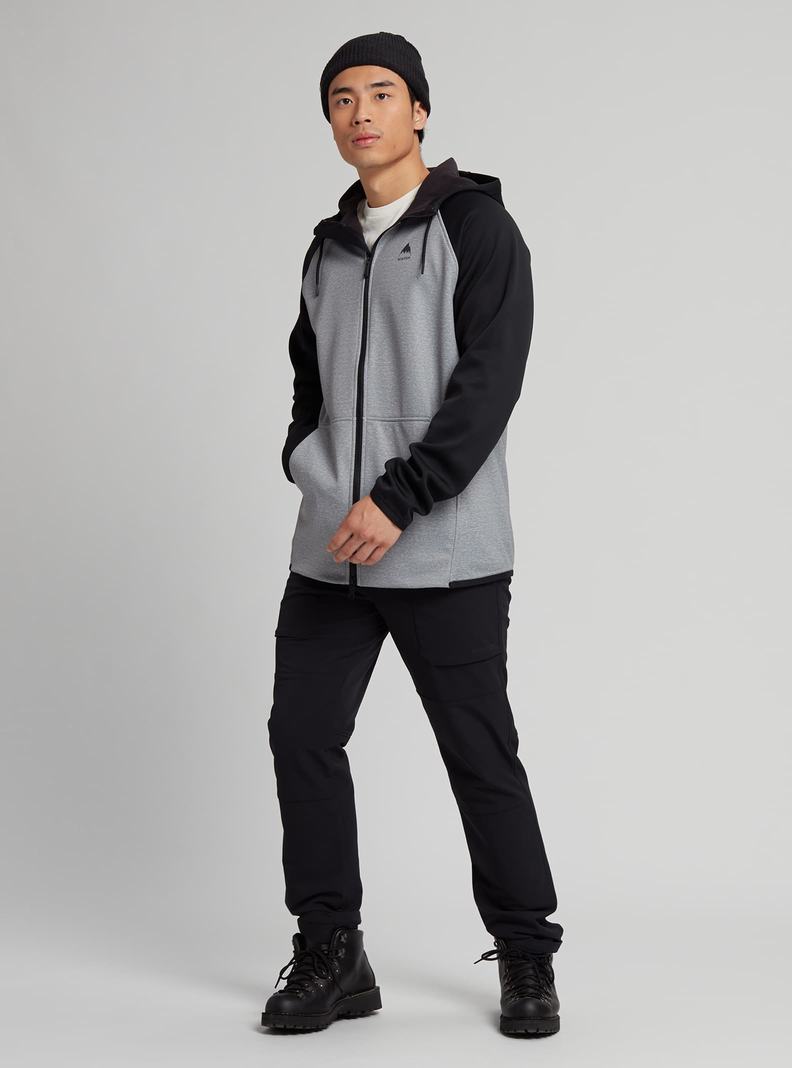 Burton Crown Weatherproof Full-Zip Fleece Sweatshirts Herren Grau Schwarz | 725-ODYLHC