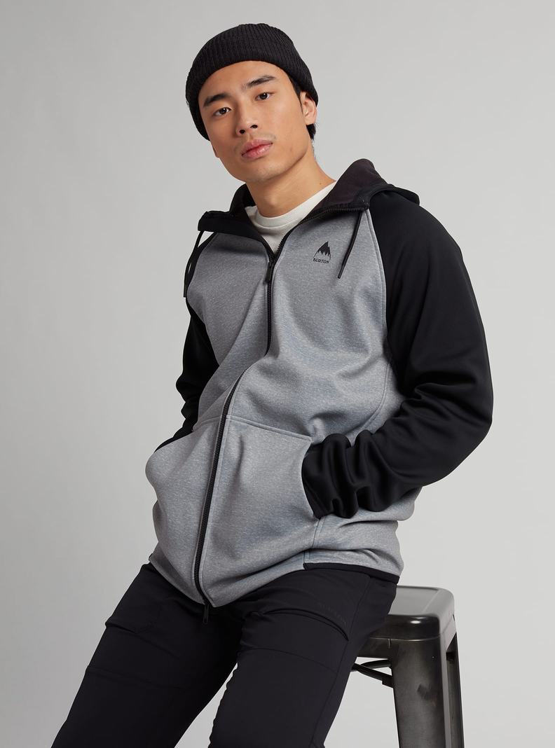 Burton Crown Weatherproof Full-Zip Fleece Sweatshirts Herren Grau Schwarz | 725-ODYLHC