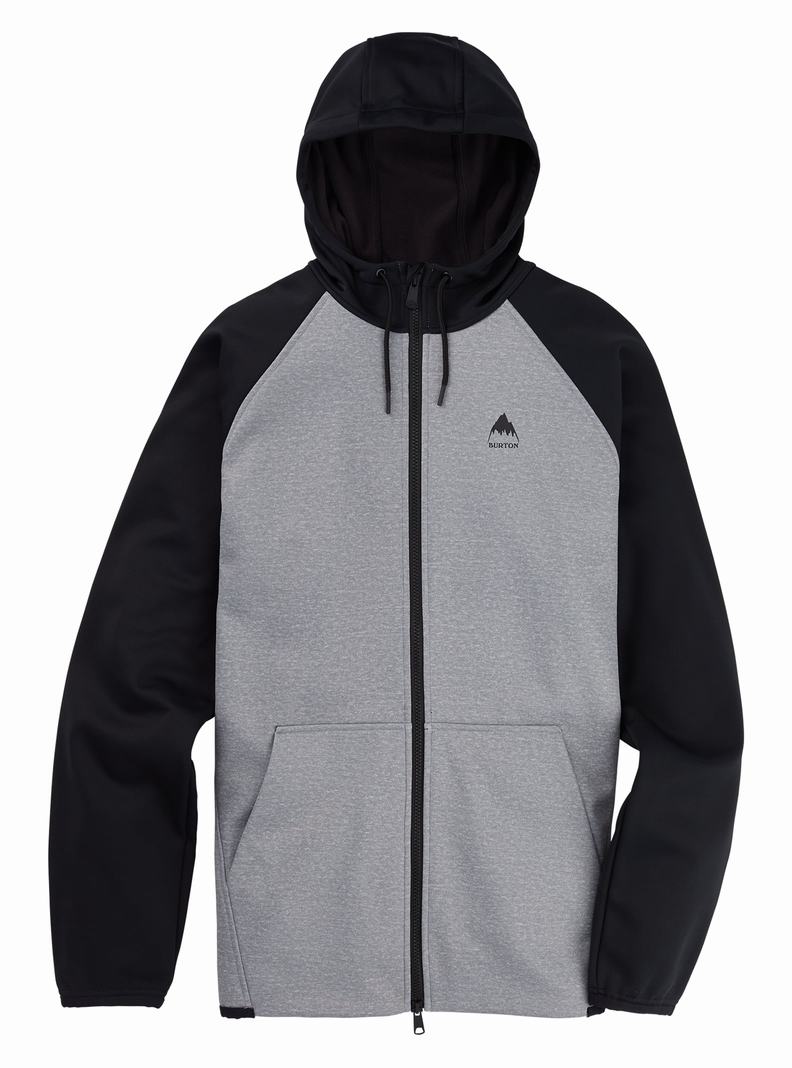 Burton Crown Weatherproof Full-Zip Fleece Sweatshirts Herren Grau Schwarz | 725-ODYLHC