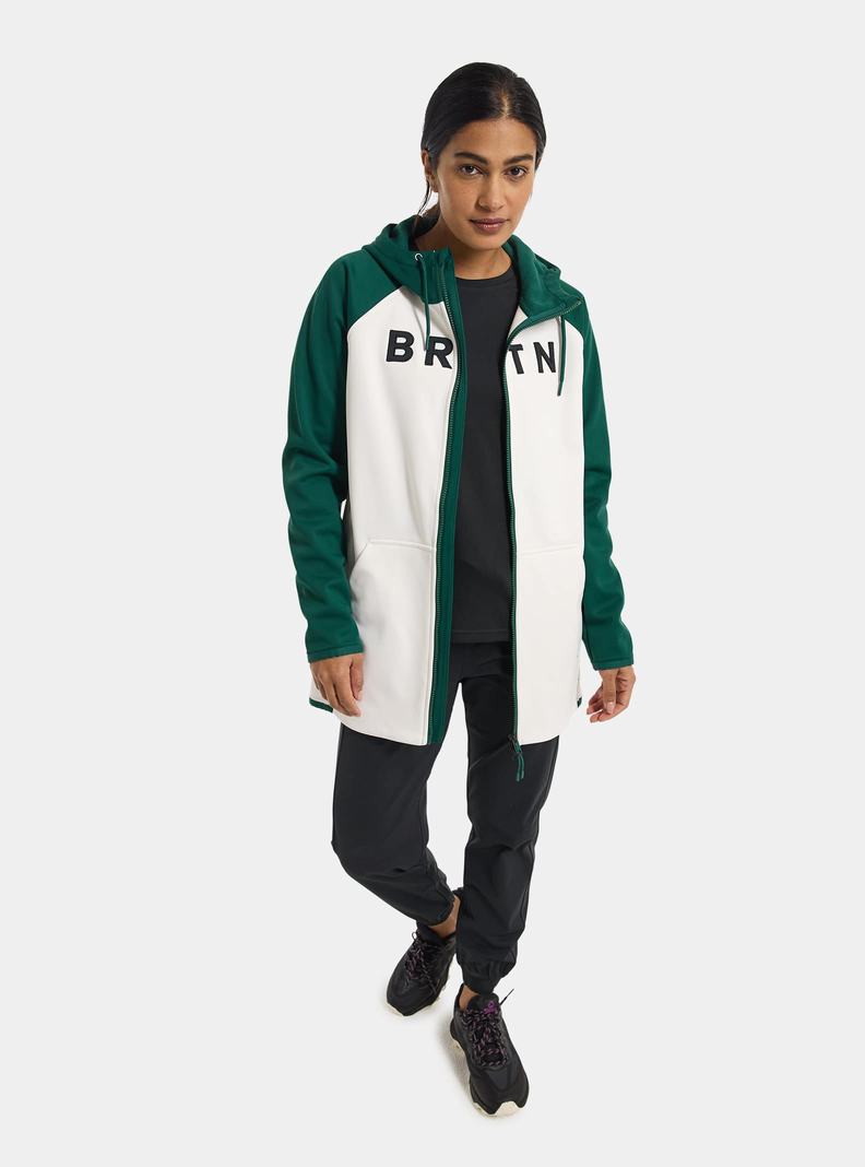 Burton Crown Weatherproof Long Full-Zip Fleece Sweatshirts Damen Braun Weiß | 205-GQRCFY