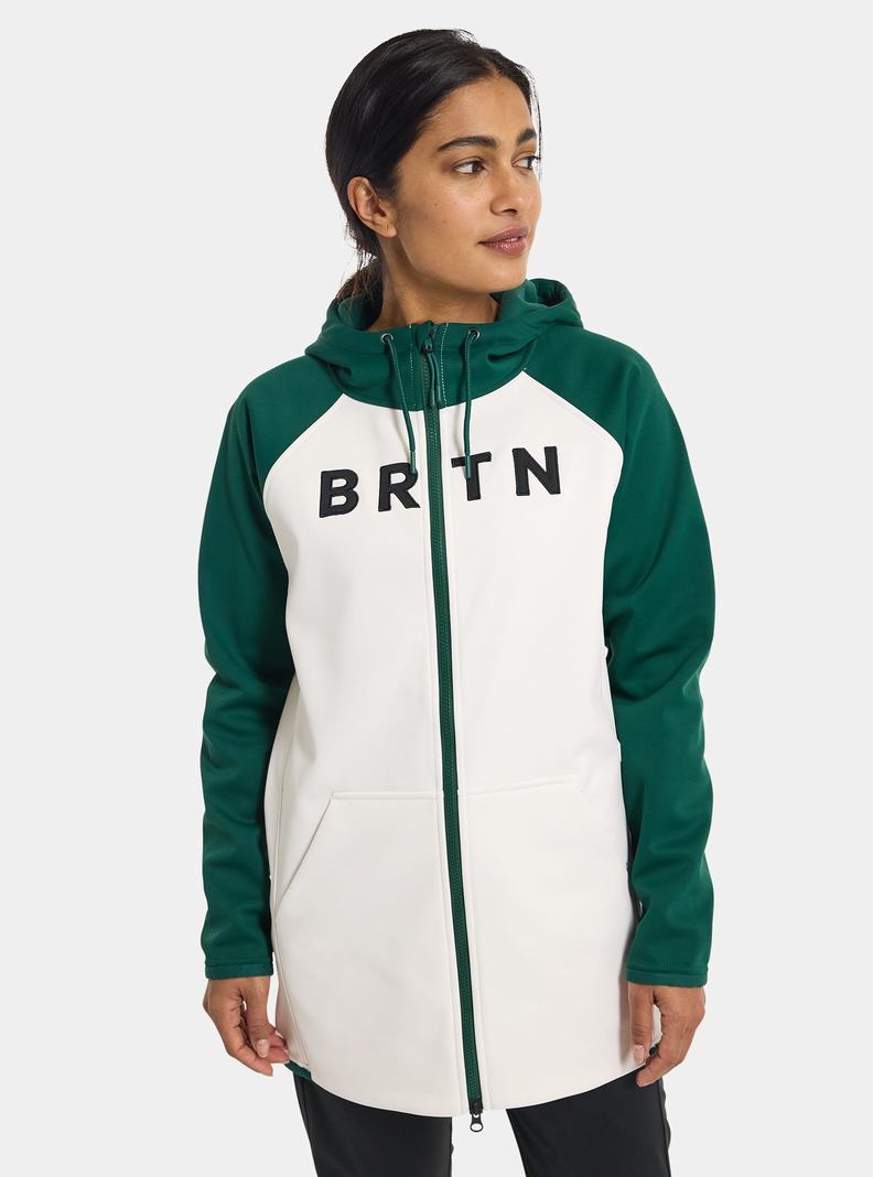Burton Crown Weatherproof Long Full-Zip Fleece Sweatshirts Damen Braun Weiß | 205-GQRCFY