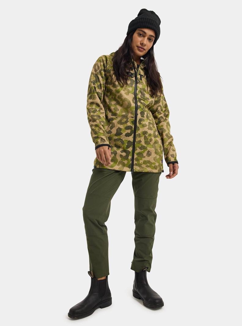 Burton Crown Weatherproof Long Full-Zip Fleece Sweatshirts Damen Khaki Grün | 719-FAPQTD