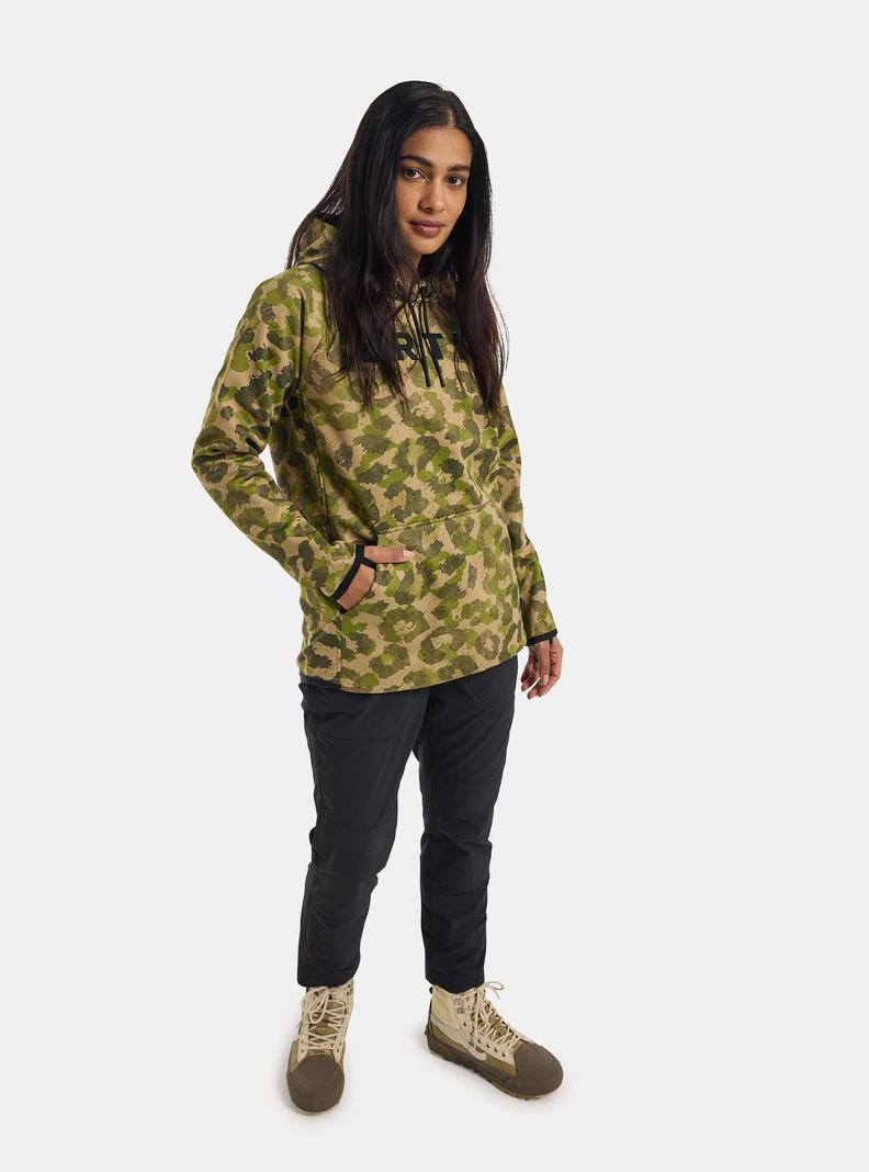 Burton Crown Weatherproof Pullover Fleece Sweatshirts Damen Khaki Grün | 147-KICZTS