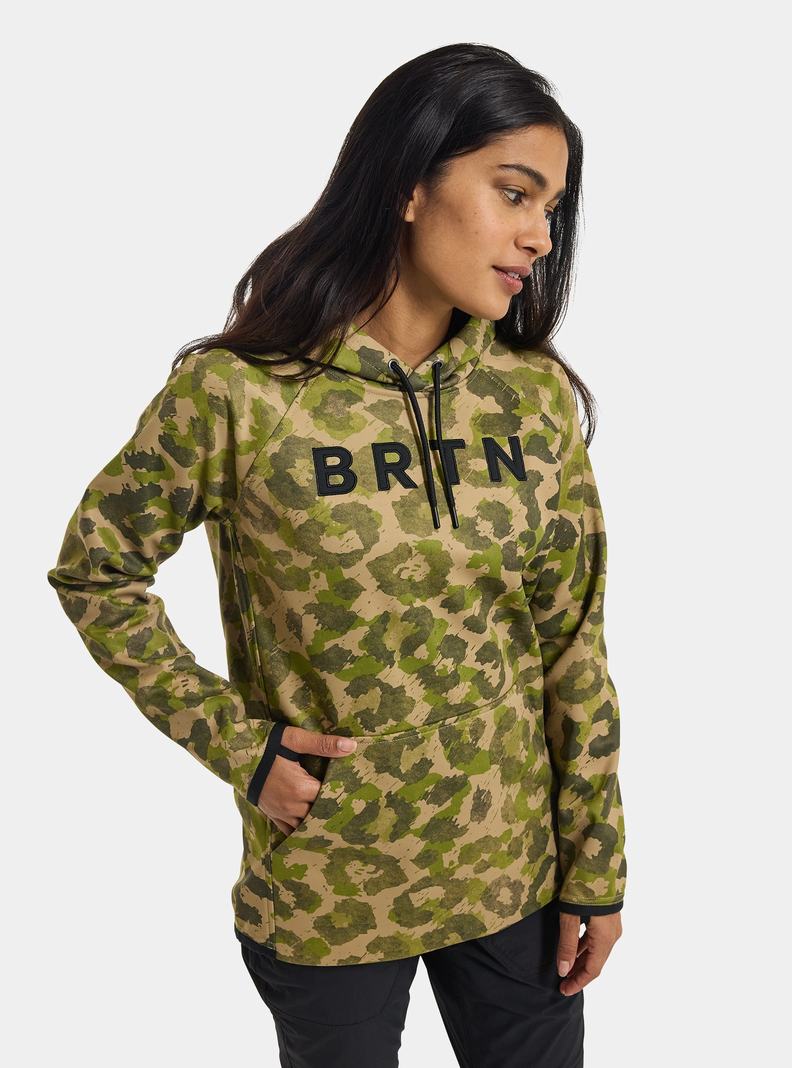 Burton Crown Weatherproof Pullover Fleece Sweatshirts Damen Khaki Grün | 147-KICZTS