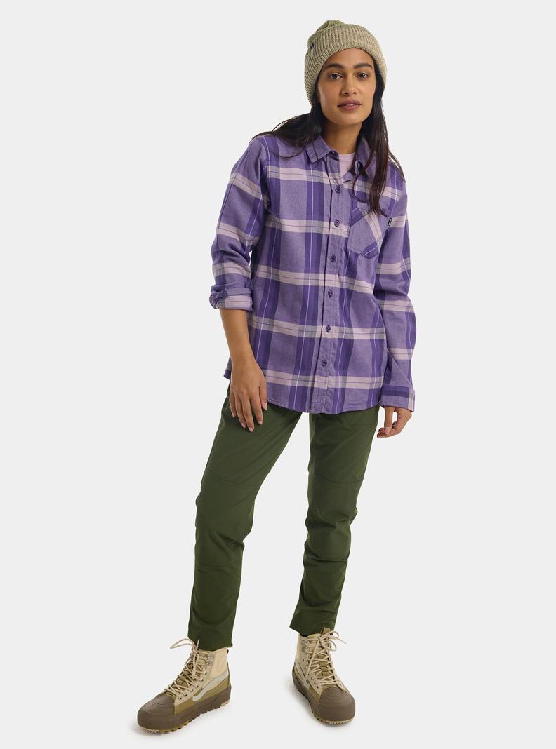 Burton Favorite Long Sleeve Flannel Hemd Damen Lila | 621-ERBCSK