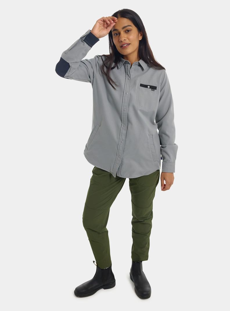 Burton Favorite Performance Long Sleeve Flannel Hemd Damen Grau | 453-NFXWDB