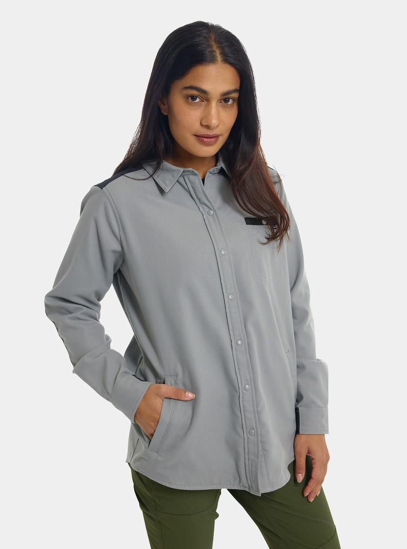 Burton Favorite Performance Long Sleeve Flannel Hemd Damen Grau | 453-NFXWDB