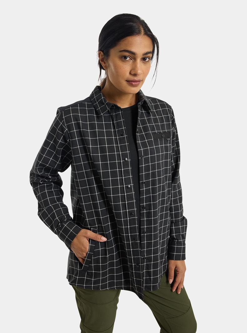 Burton Favorite Performance Long Sleeve Flannel Hemd Damen Schwarz | 706-ETWKVJ