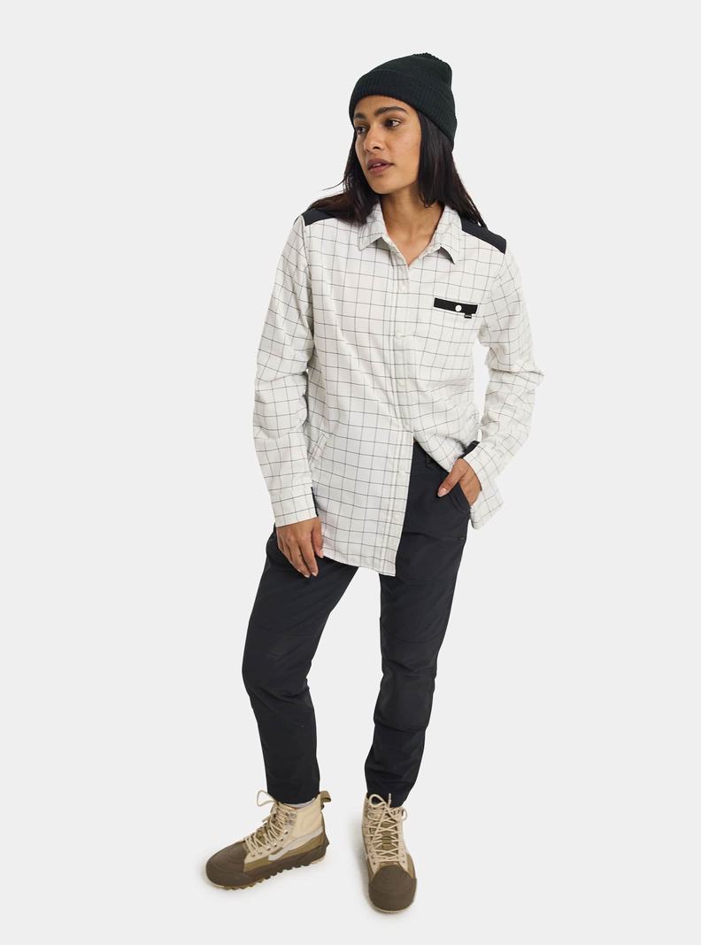 Burton Favorite Performance Long Sleeve Flannel Hemd Damen Weiß | 843-CKLOHU