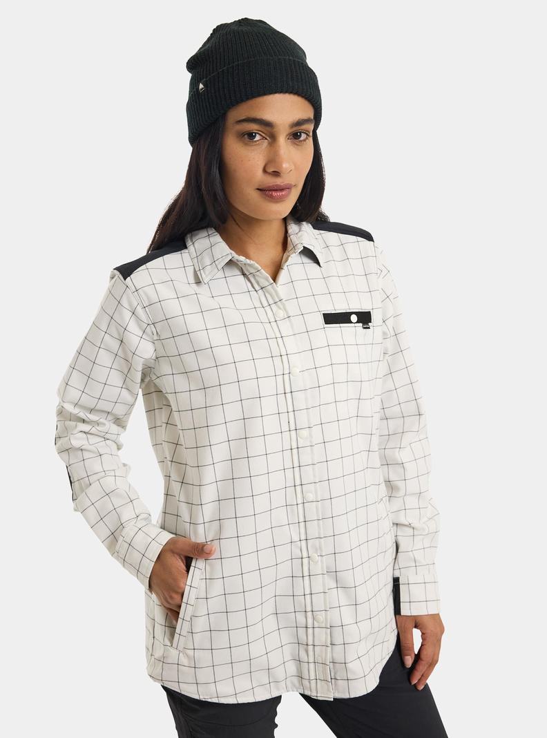 Burton Favorite Performance Long Sleeve Flannel Hemd Damen Weiß | 843-CKLOHU
