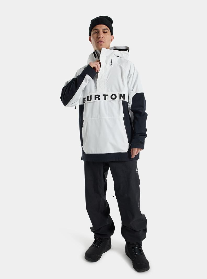 Burton Frostner 2L Anorak Snowboardjacke Herren Weiß Schwarz | 295-OJSTHZ