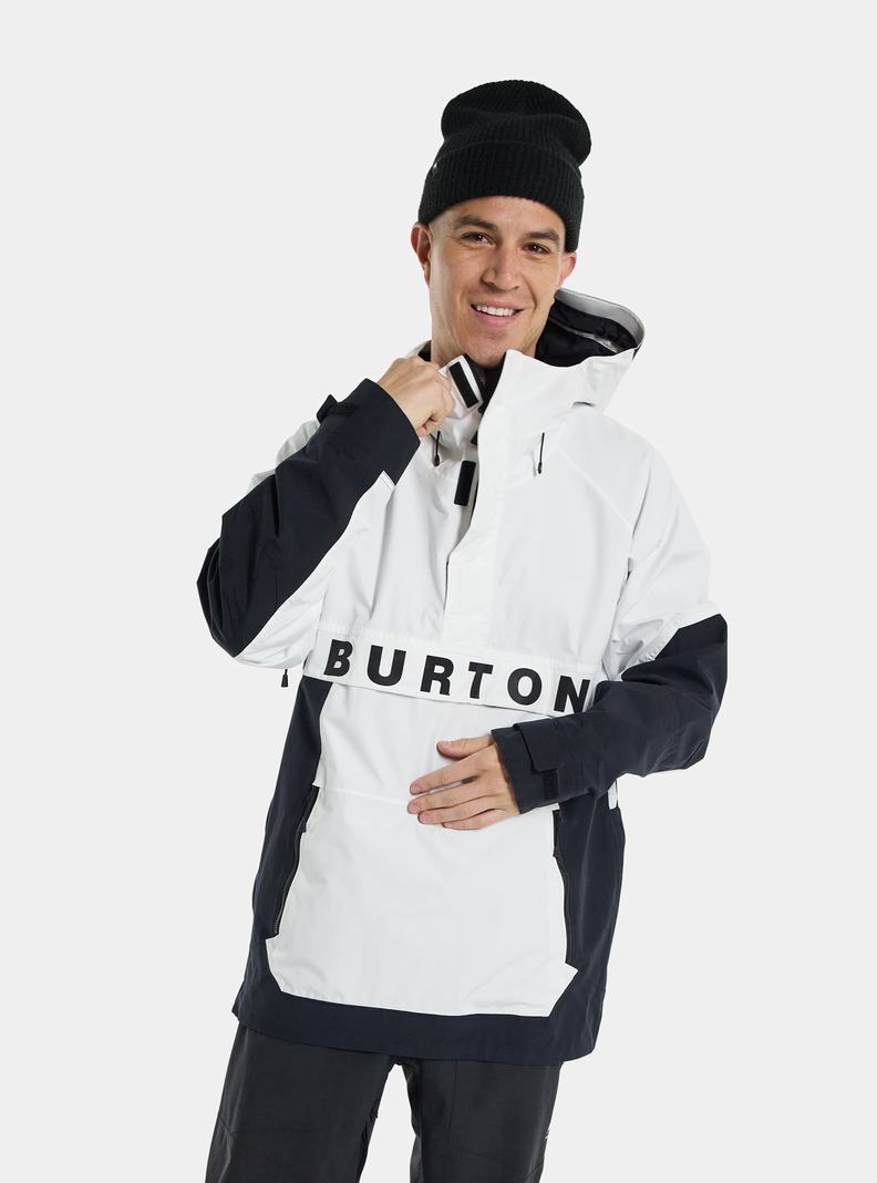 Burton Frostner 2L Anorak Snowboardjacke Herren Weiß Schwarz | 295-OJSTHZ