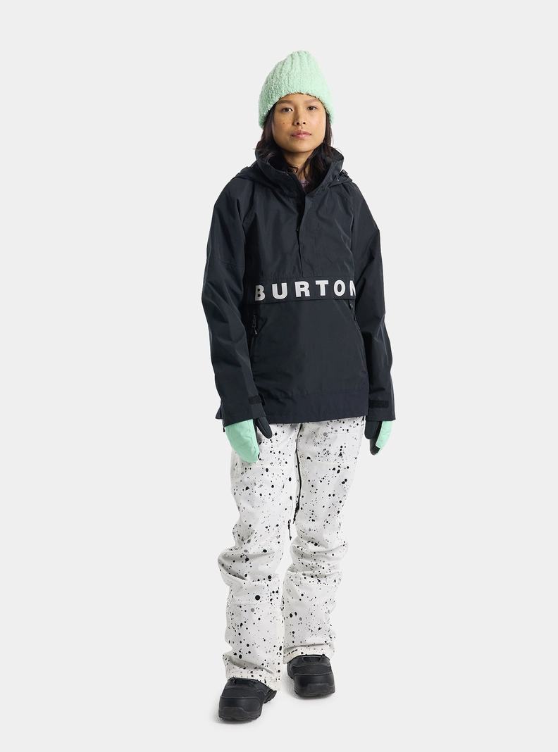 Burton Frostner 2L Anorak Snowboardjacke Damen Schwarz Weiß | 632-HYUNDB