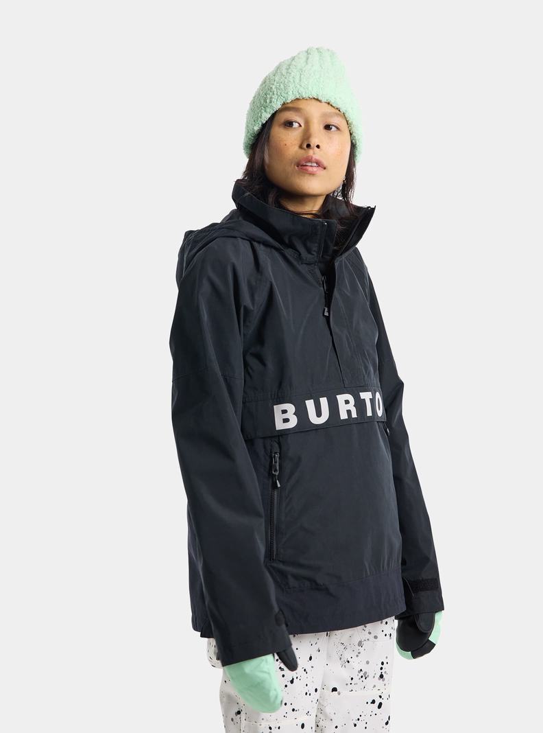 Burton Frostner 2L Anorak Snowboardjacke Damen Schwarz Weiß | 632-HYUNDB