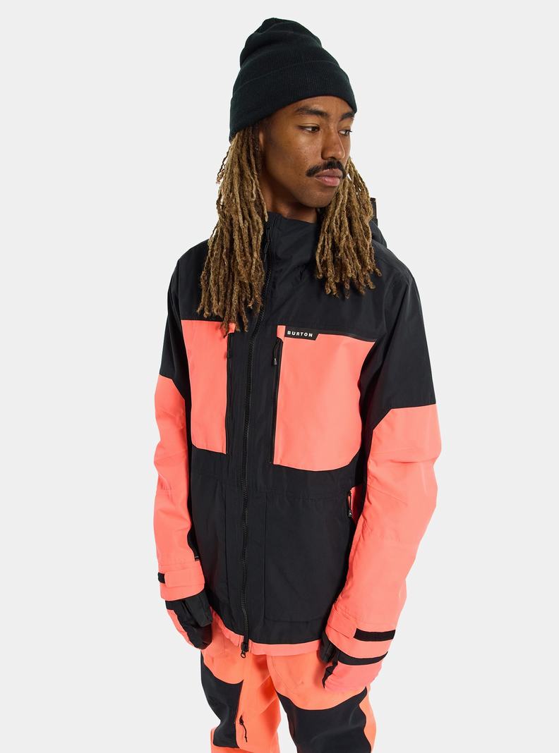 Burton Frostner 2L Snowboardjacke Herren Schwarz Orange | 256-COYENI