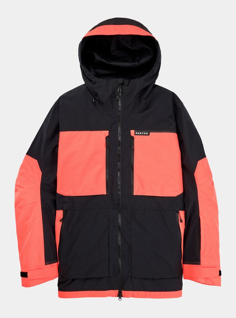 Burton Frostner 2L Snowboardjacke Herren Schwarz Orange | 256-COYENI