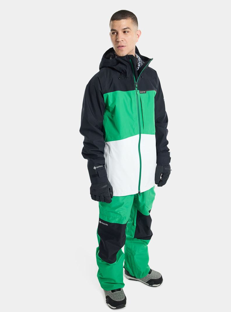Burton GORE-TEX 3L Treeline Snowboardjacke Herren Schwarz Grün Weiß | 256-TCVGUB