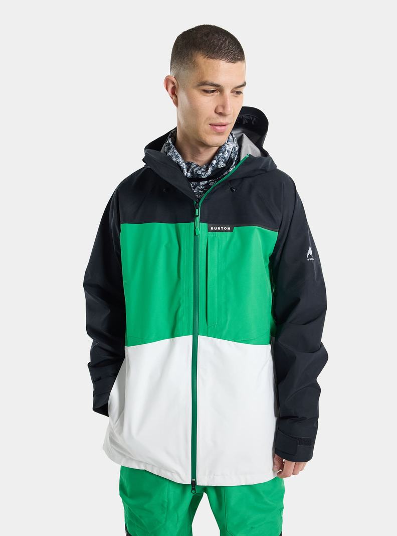 Burton GORE-TEX 3L Treeline Snowboardjacke Herren Schwarz Grün Weiß | 256-TCVGUB