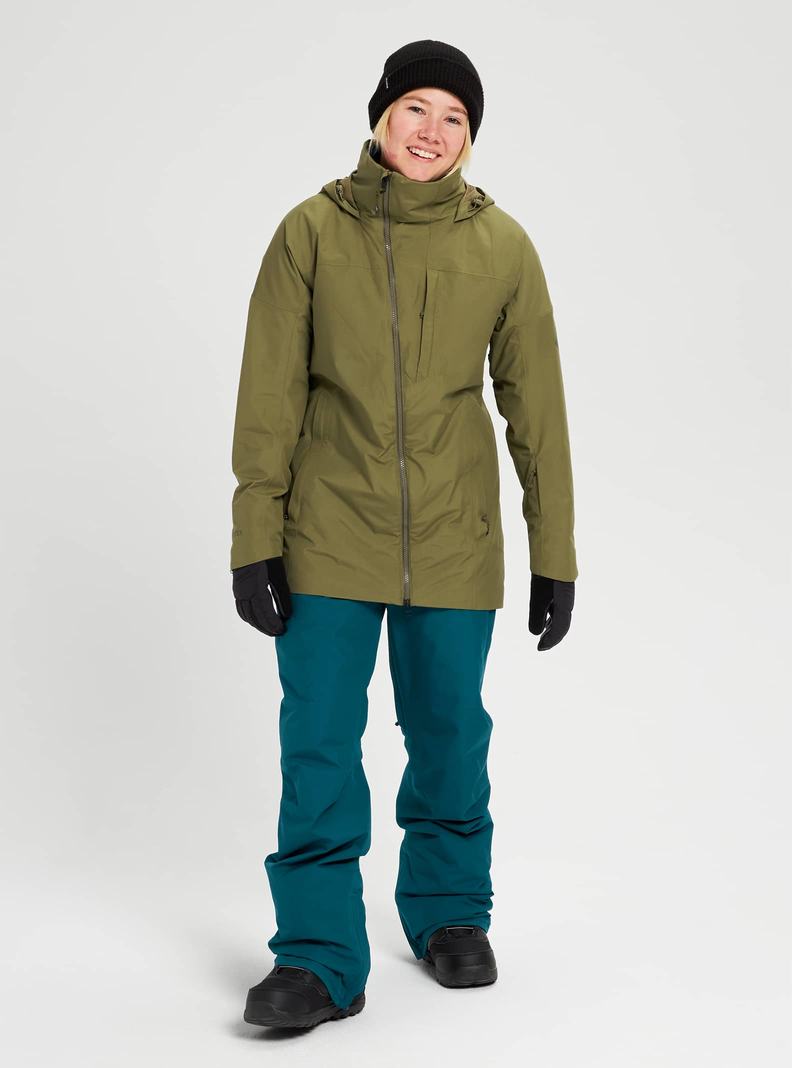 Burton GORE-TEX Pillowline Snowboardjacke Damen Olivgrün | 209-PUYRNS