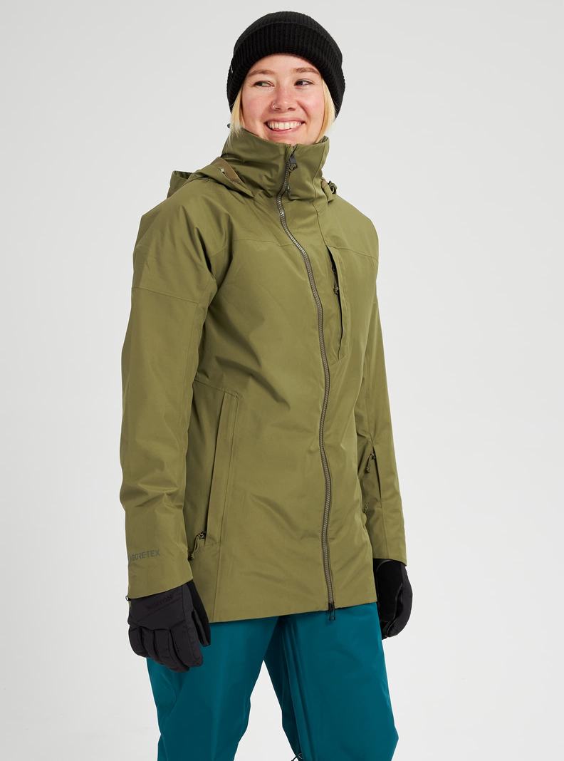 Burton GORE-TEX Pillowline Snowboardjacke Damen Olivgrün | 209-PUYRNS