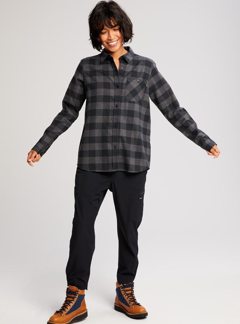Burton Grace Long Sleeve Flannel Hemd Damen Schwarz | 408-FYJOWK