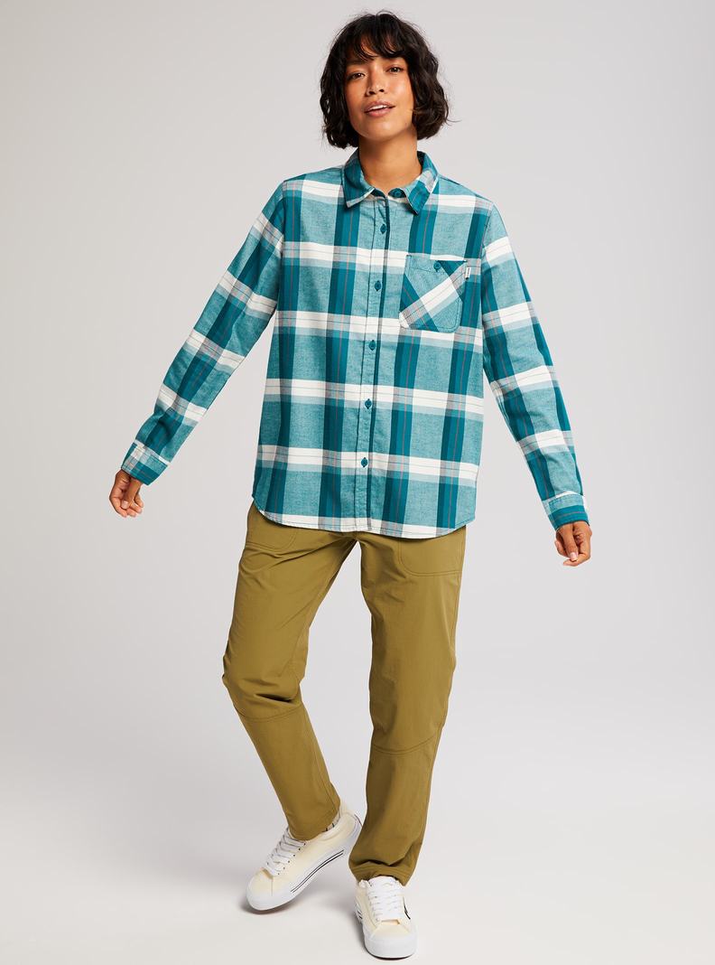 Burton Grace Long Sleeve Flannel Hemd Damen Blau | 605-SQZVID