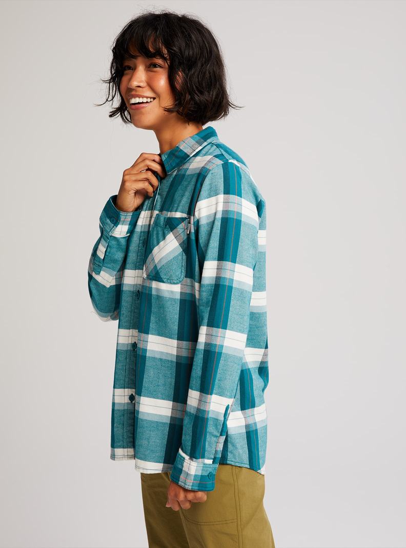 Burton Grace Long Sleeve Flannel Hemd Damen Blau | 605-SQZVID