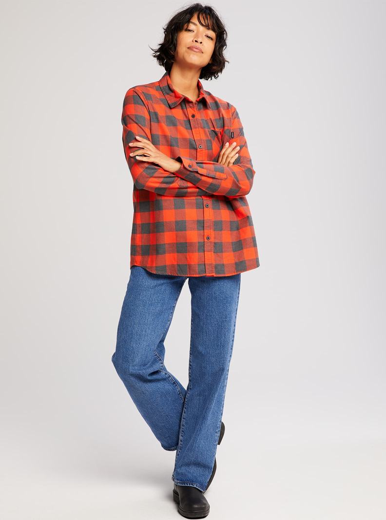 Burton Grace Long Sleeve Flannel Hemd Damen Rot | 830-VCLMXH