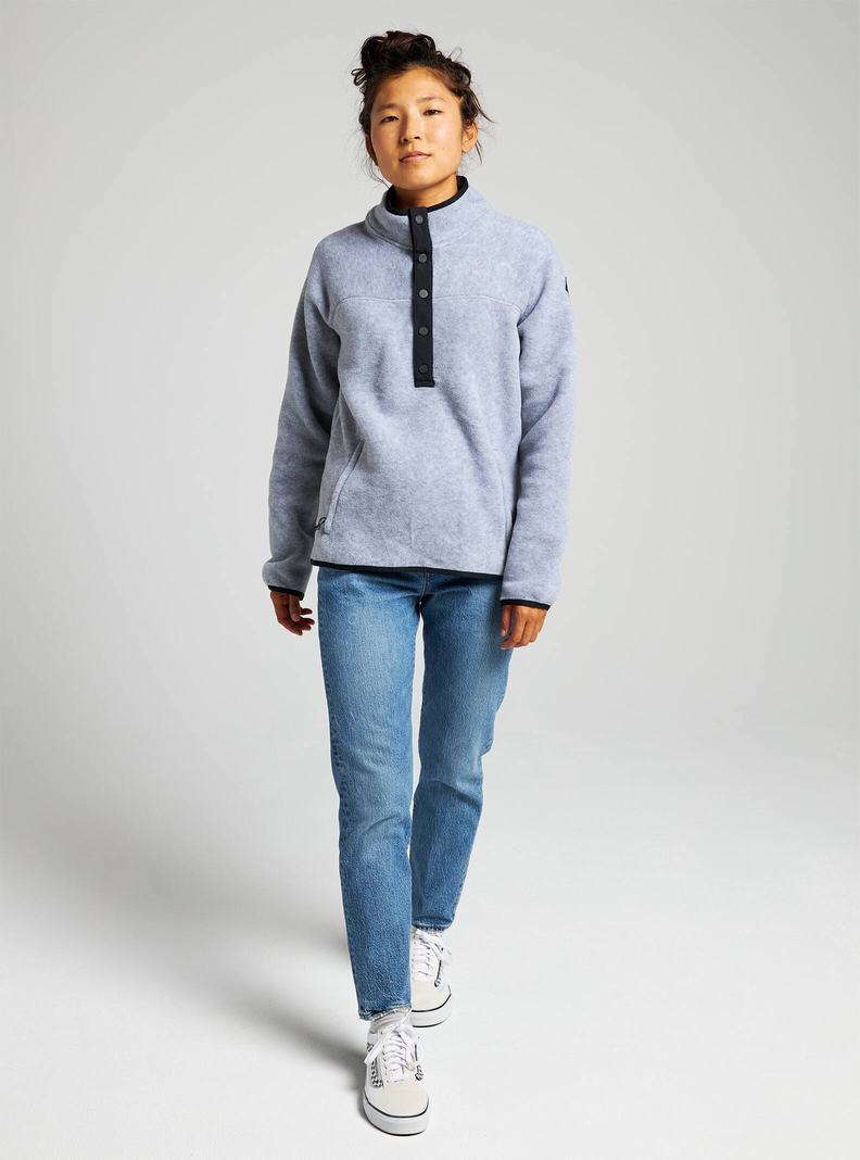Burton Hearth Fleece Pullover Sweatshirts Damen Grau | 463-VGEHQY