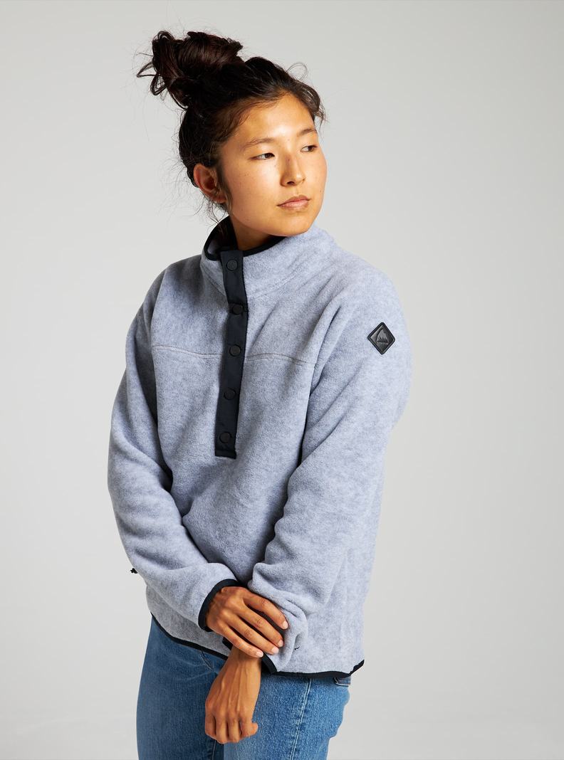 Burton Hearth Fleece Pullover Sweatshirts Damen Grau | 463-VGEHQY