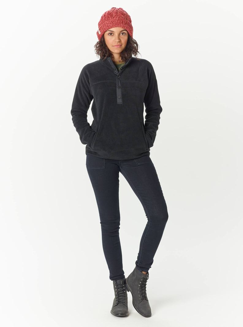 Burton Hearth Fleece Pullover Sweatshirts Damen Schwarz | 653-JQTNZD