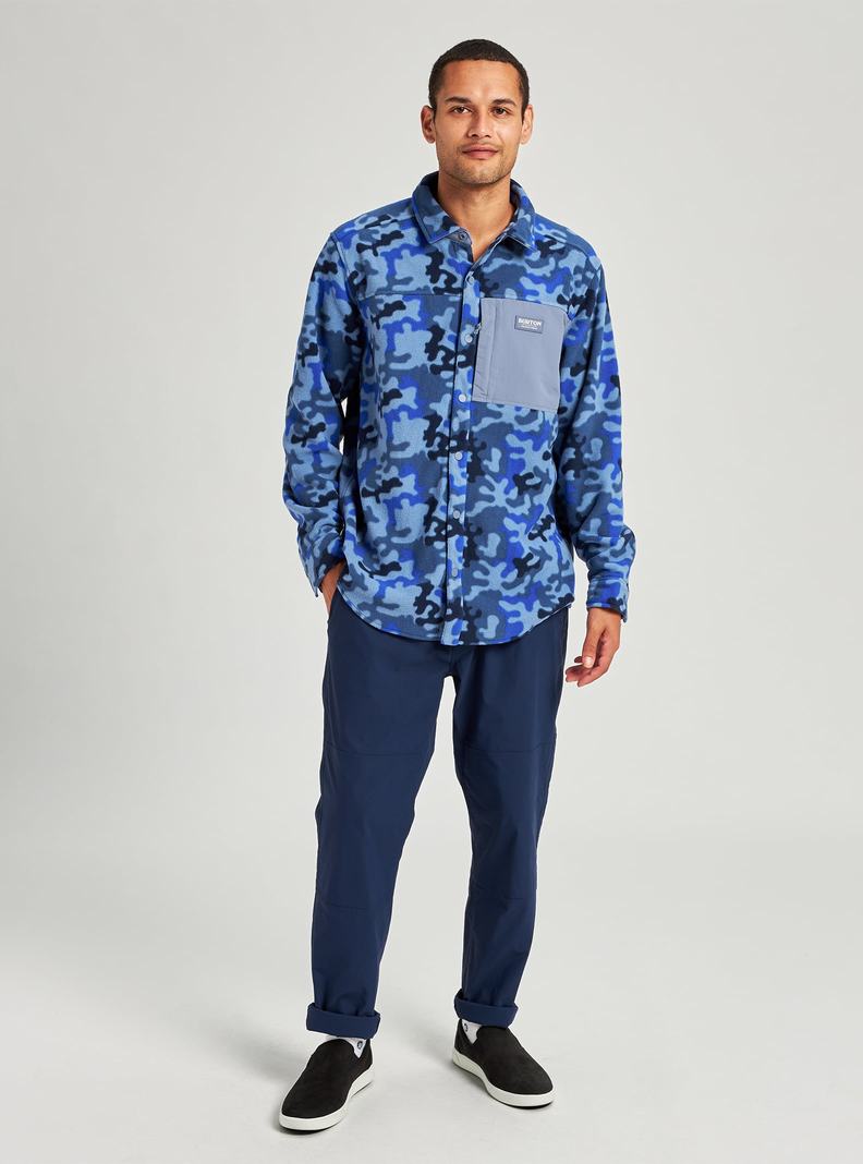 Burton Hearth Fleece Shirt Hemd Herren Blau Camouflage | 450-QOYAPV