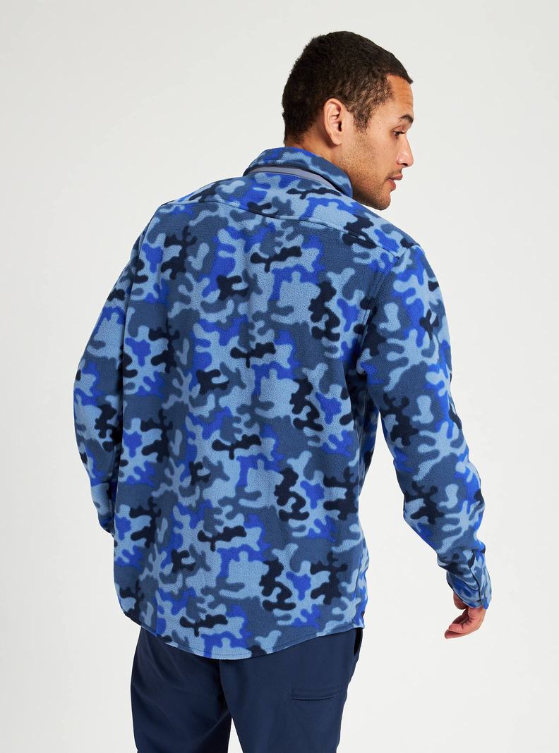 Burton Hearth Fleece Shirt Hemd Herren Blau Camouflage | 450-QOYAPV