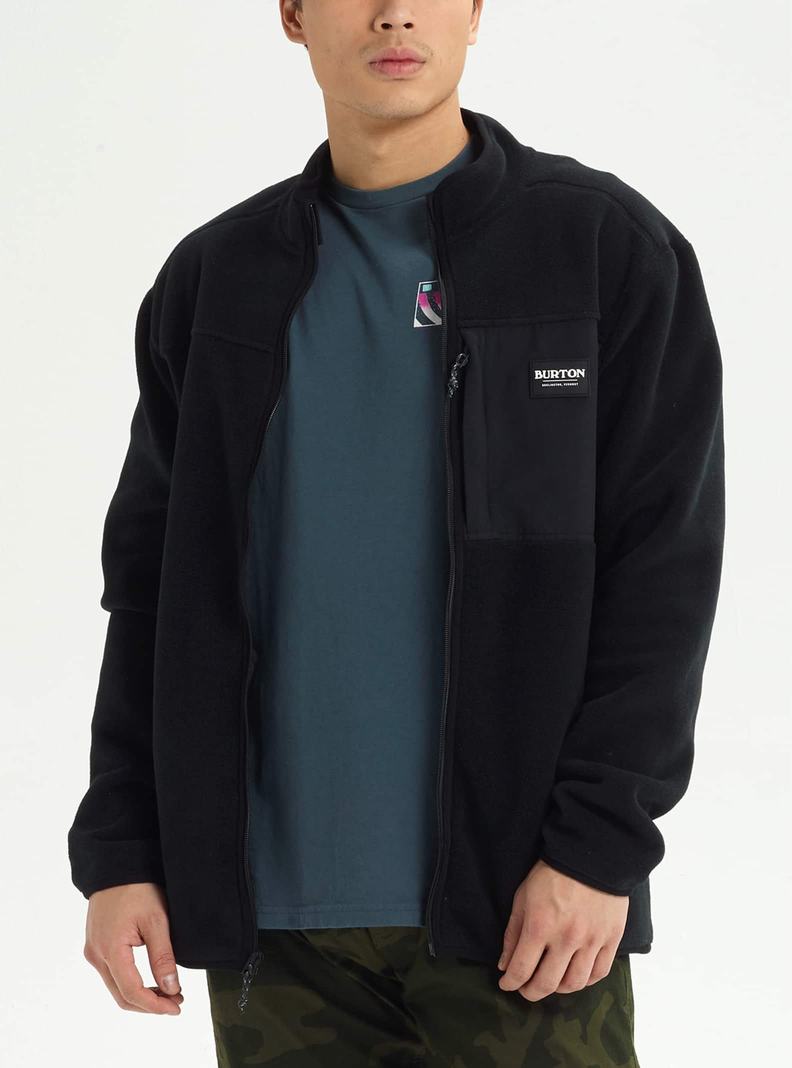Burton Hearth Full-Zip Fleece Sweatshirts Herren Schwarz | 156-EOXLTZ