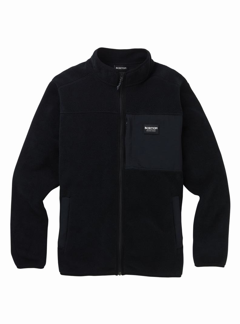 Burton Hearth Full-Zip Fleece Sweatshirts Herren Schwarz | 156-EOXLTZ